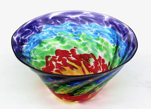 DB-815 Bowl - Rainbow Optic Straight 9x6 $175 at Hunter Wolff Gallery